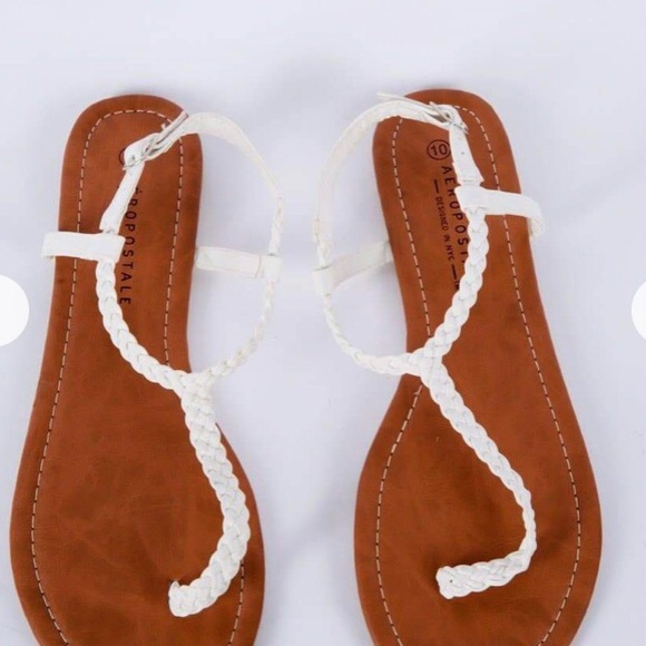 Aeropostale Shoes - NEW Aeropostale Braided Strap Sandals White Thong